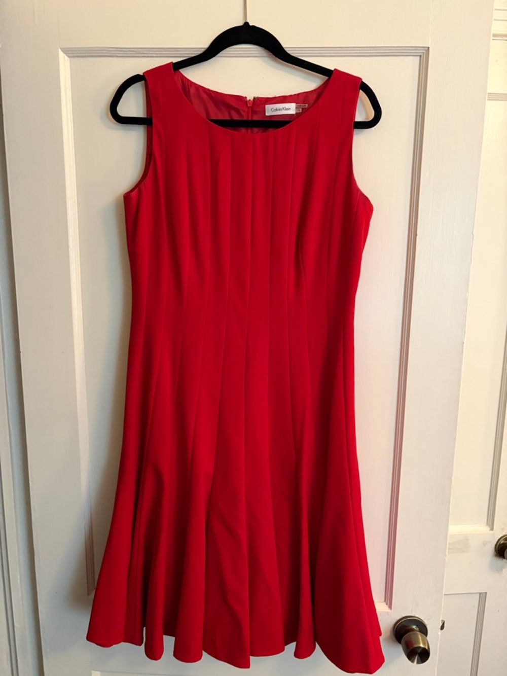 Calvin Klein Bright Red Sleeveless Midi Dress